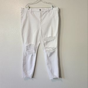 American Eagle White Next Level Stretch High Rise Jeans Distressed Plus Sz 24W